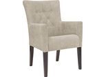 Esszimmerstuhl HOME AFFAIRE "King", beige (creme, wenge), B:60cm H:92cm T:65cm, Polyester, Stühle, Esszimmerstuhl, Esszimmerstuhl mit Knopfheftung