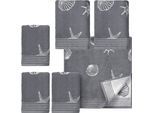 Handtuch Set DYCKHOFF "Seashell", grau, 6 Stk., Walkfrottee, Walkfrottee, Obermaterial: 100% Baumwolle, Handtuch-Sets, Handtuch Set, mit Muschelmuster; 4 Handtücher (50x100cm), 2 Duschtücher (70x140cm)