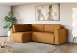 Ecksofa OTTO HOME "Zacharia wahlweise Schlafsofa mit Bettkasten, B/T/H 250/166/86 cm", gelb, B:250cm H:86cm T:166cm, 100% Polyester, Sofas, Ecksofa, L-Form mit Wellenunterfederung, Ottomane rechts oder links bestellbar