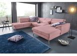 Wohnlandschaft SIT & MORE "Percy U-Form", rosa (altrosa), B:343cm T:235cm, Sofas, Wohnlandschaft, 15 cm Fußhöhe, Sitztiefenverstellung, wahlweise in 2 Fußfarben