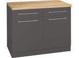Unterschrank WIHO KÜCHEN "Unna", grau (front und korpus: anthrazit, arbeitsplatte: sonoma eiche), B:100cm H:85cm T:60cm, Schränke, Unterschrank, 100 cm breit