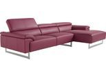 Ecksofa EGOITALIANO "Malika, edel und bequem, Designsofa mit hochwertigen Bezügen, L-Form", lila (violett), B:287cm H:94cm T:165cm, Leder NUVOLE (Echtes Rindsleder). Halbnatürliches, halbnarbiges Rindsleder mit einer natürlichen Körnung von 1, 2 bis 1, 4 mm. Dieses Leder hat eine weiche, wachsartige Haptik mit mattem Aussehen und einem Wolkeneffekt. Es handelt sich um ein Naturleder, das die urspr