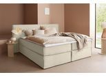 Boxspringbett "Yuma", beige, B:213cm L:213cm, 100% Polyester, LEGER HOME BY LENA GERCKE, Komplettbetten, Boxspringbett, incl. Topper, in 4 Breiten, 3 Matratzenarten und je 2 Härtegraden