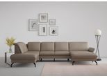 Wohnlandschaft SIT & MORE "Fashion U-Form", grau (taupe), B:338cm H:84cm T:207cm, Sofas, Wohnlandschaft, wahlweise mit Kopfteilverstellung, Vorziehsitz, motorisch, Metallfüße