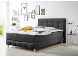 Boxbett HOME AFFAIRE "Vaasa", grau (schiefer), B:154cm L:230cm, Komplettbetten, Boxbett, inkl. Bettkasten & Topper, XXL-Ausführung, Überlänge 220 cm