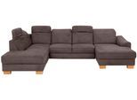 Wohnlandschaft HOME AFFAIRE "Dundee U-Form", braun (nuss), B:338cm H:86cm T:219cm, Luxus-Microfaser Florence (100% Polyester), Sofas, Wohnlandschaft, wahlweise mit Kopfteilverstellung und zusätzlich mit Bettfunktion