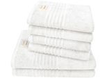 Handtuch Set DYCKHOFF "Nature", weiß, 6 Stk., Frottier, Frottier, Obermaterial: 100% Baumwolle, Handtuch-Sets, Handtuch Set, 6er Set: 4x Handtücher, je 50 x 100 cm & 2x Badetuch 70 x 140 cm