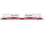 Güterwagen MÄRKLIN "Doppel-Taschenwagen Sdggmrss 738 - 47470", rot (weiß), Modelleisenbahn-Fahrzeuge, Kinder, Kunststoff, Metall, Güterwagen