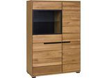 Highboard HOME AFFAIRE, braun, B:102,5cm H:196,5cm T:40,5cm, Holz teilmassiv, Sideboards, Highboard, Schwarze Elemente, viel Stauraum, Türen mit dampfer, Wohnzimmer