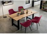 Essgruppe SALESFEVER "Esszimmerausstattung aus Holz und Metall", rot (natur, rot, schwarz, rot, schwarz), Samt, 180,90, Massivholz, Metall, Polyester, Sitzmöbel-Sets, Essgruppe