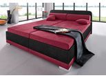 Polsterbett MAINTAL "LAGO mit Matratze & Bettkasten, Bezug: Microvelours", rot (bordeauxrot, schwarz), B:187cm H:76cm L:211cm, Bezug Bett: 100% Polyester;Bezug Matratze: 100% Polyester, Betten, Polsterbett, in verschiedenen Größen und Farben erhältlich