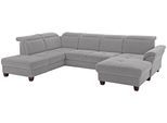 Wohnlandschaft HOME AFFAIRE "Solvei U-Form", silber, B:342cm H:104cm T:235cm, Struktur (100% Polyester);Luxus-Microfaser Lederoptik (100% Polyester);Luxus-Microfaser ALTARA NUBUCK (100% Polyester), Sofas, Wohnlandschaft, Sitztiefenverstellung und Federkern, wahlweise Kopfteilverstellung