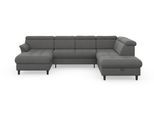 Wohnlandschaft SIT & MORE "Marano U-Form", grau, B:304cm T:216cm, 98% Polyester, 2% Polyamid, Sofas, Wohnlandschaft, inklusive Kopfteilverstellung, wahlweise mit Bettfunktion, Bettkasten