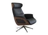 Relaxsessel FLEXLUX "Rücken u. Kopfverstellung, ergonomisch, Airchannels, klasse Komfort", schwarz (deep balck), Sessel, Echtleder, Kopfstützenverstellung, B/H/T: 83cm x 53cm x 125cm, 100% Echteder, Lederoptik, Relaxsessel, Rücken- & Kopfteilverstellung, Drehbar, Armlehne Walnuss, Fuß Alu, B:83cm H:53cm T:125cm