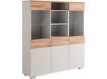 Highboard OTTO HOME "Citra teilmassiv", grau (kernbuche und grau), B:135cm H:145cm T:35cm, Sideboards, Highboard, Höhe 145cm, moderne grifflose Optik mit push to open Funktion