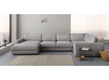 Wohnlandschaft HOME AFFAIRE "Bloomfield, Mega Polsterprogramm, Breite 405cm, viel Platz, U-Form", grau, B:405cm H:84cm T:224cm, 92% Polyester 8% Nylon, Sofas, Wohnlandschaft, mit extra tiefer Sitzfläche, wahlweise mit Sitztiefenverstellung