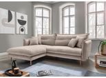 Ecksofa HOME AFFAIRE "Lazio modern und bequem, schmale Armlehnen, tolle Detailverarbeitung", beige, B:255cm H:94cm T:180cm, 100% Polyester, Sofas, Ecksofa, zwei verschiedene Fußfarben wählbar