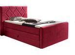 Boxspringbett HOME AFFAIRE "Atlanta", rot, B:110cm L:221cm, Kunststoff, Massivholz, Stoff, Komplettbetten, Boxspringbett, inklusive Topper und Bettkasten