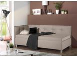 Polsterliege MAINTAL, grau (taupe), B:109cm L:210cm, Komplettbetten, Polsterliege, mit Seiten- und Rückenteil
