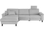 Ecksofa 3C CANDY "Mainau L-Form", grau (hellgrau), B:308cm H:91cm T:185cm, 100% Polyester, Sofas, Ecksofa, Relaxfunktion im 1,5-Sitzer, motorische Schlaffunktion in Longchair
