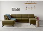 Wohnlandschaft SIT & MORE "Sinatra U-Form", grün (olive), B:326cm H:85cm T:220cm, 98% Polyester, 2% Polyamid, Sofas, Wohnlandschaft, optional mit Kopfteilverstellung und Armteilfunktion, Metallfüße