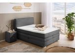 Boxspringbett JOCKENHÖFER GRUPPE "Arabella, 2x 70er Boxen mit Stauraum", grau (grau 426, 09), B:154cm L:217cm, Bezug Bett: Cord (100% Polyester);Topper und Matratzenspiegel: 100% Polyester, Komplettbetten, Boxspringbett, Wende-Bonell-Federkern-Matratze (H2/H3), inkl. Topper