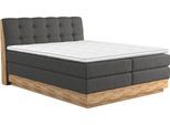 Boxspringbett HOME AFFAIRE "Naome", grau (anthrazit), B:201cm L:217cm, 100% Polyester, Komplettbetten, Boxspringbett, Boxspringbett, Inklusive Topper