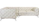 Chesterfield-Sofa HOME AFFAIRE "Ecksofa GLYNIS L-Form mit Wellenunterfederung, Maße B/T/H 264/204/75cm", beige, B:264cm H:75cm T:204cm, Struktur (100% Polyester);Samtoptik (100% Polyester), Sofas, Chesterfield-Sofa, aufwändige Knopfheftung, moderne Chesterfield Optik, Fußfarbe wählbar