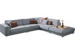 Ecksofa 3C CANDY "Enisa II, bequem und komfortabel, großes Familiensofa, L-Form", blau (light, blau), B:365cm H:86cm T:322cm, 85% Polyester, 15% Viskose, Sofas, Ecksofa, incl. 3 Flatterkissen, wahlweise mit Flecken-Schutz-Bezug Easy care