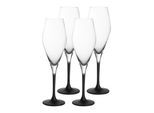 Champagnerglas VILLEROY & BOCH "Champagnergläser Manufacture Rock 260 ml 4er Set schwarz-transparent", bunt (schwarz, transparent), Glas, Trinkgefäße, Champagnerglas