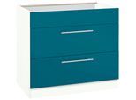Kochfeldumbauschrank WIHO KÜCHEN "Flexi2", blau (front: ozeanblau, korpus: weiß), B:90cm H:82cm T:57cm, Schränke, Kochfeldumbauschrank