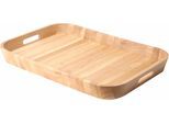 Tablett CONTINENTA, beige (natur), B:35cm H:5cm L:53cm, Holzwerkstoff, Tabletts, Tablett, Handarbeit, aus einem Holzblock gearbeitet
