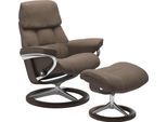 Relaxsessel STRESSLESS "Ruby", braun (mole batick), B:78cm H:100cm T:76cm, Leder PALOMA: durchgefärbtes Semianilin-Möbelleder;Leder BATICK: durchgefärbtes und genarbtes Möbelleder, Sessel, Relaxsessel, mit Signature Base, Größe M, Gestell Eiche, Wenge, Braun & Schwarz