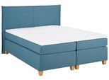 Boxspringbett HOME AFFAIRE "Houssay", blau (petrol), B:192cm L:225cm, Struktur fein (100% Polyester), Komplettbetten, Boxspringbett, inkl. Topper, 5 Breiten, 2 Härtegraden auch in Überlänge 220 cm