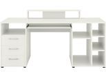 Schreibtisch VOGL MÖBELFABRIK "Timra", weiß (weiß, weiß, weiß), B:160cm H:87,5cm T:67cm, Tische, Schreibtisch, Tastaturauszug, Aufsatz & Towerfach, Breite 160 cm, Made in Germany