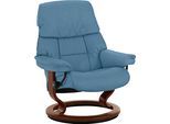 Relaxsessel STRESSLESS "Ruby", blau (sparrow blau paloma), B:79cm H:98cm T:76cm, Leder BATICK: BATICK ist ein leicht korrigiertes, durchgefärbtes und genarbtes Möbelleder, bei dem die meisten Unebenheiten und Spuren in der Regel entfernt wurden.;Leder PALOMA: PALOMA ist ein durchgefärbtes Semianilin-Möbelleder mit natürlicher Narbung., Sessel, Relaxsessel, mit Classic Base, Größe M, Gestell Eiche,