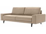 2-Sitzer "CR.450, Designsofa, Loungesofa", beige (beige 534, 20), B:180cm H:85cm T:95cm, NaturLEDER OSKAR (echtes Rindsleder);Flachgewebe VICTORIA (41% Polyacryl 38% Polyester 21% Baumwolle), CREATION BY ROLF BENZ, Sofas, 2-Sitzer, Armlehne breit niedrig, Alugussfüße in umbragrau, Breite 180 cm