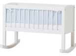 Stubenbett HOPPEKIDS, blau (weiß, blau mit nest mit schaummatratze), B:86cm H:62,5cm T:47cm, Holz teilmassiv, Babybetten, Stubenbett, umbaubar zu Sitzbank, wahlweise mit Matratze & Zubehör