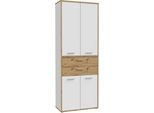 Aktenschrank FORTE "Keflav", weiß (weiß, artisan eiche), B:84,5cm H:226,4cm T:41,5cm, Dekorfolie, FSC-zertifizierter Holzwerkstoff, Schränke, Aktenschrank, Breite 84,5 cm