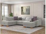 Wohnlandschaft SIT & MORE "Dundee U-Form", silber, B:338cm H:86cm T:219cm, Sofas, Wohnlandschaft, mit Federkern und Massivholzfüßen, wahlweise mit Kopfteilverstellung