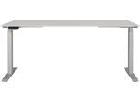 Schreibtisch GERMANIA "GW-Agenda elektrisch höhenverstellbar (72-120 cm)", silber (lichtgrau, silber, silber, lichtgrau), B:180cm H:120cm T:80cm, Tische, Schreibtisch, mit Memory-Funktion & USB-Ladestation, verschiedenen Breiten