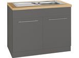 Spülenschrank WIHO KÜCHEN "Unna", grau (front und korpus: anthrazit, arbeitsplatte: sonoma eiche), B:100cm H:85cm T:60cm, Schränke, Spülenschrank, 100 cm breit