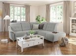 Ecksofa HOME AFFAIRE "Boston L-Form", grau (hellgrau), B:272cm, Struktur (100% Polyester);Luxus-Microfaser Florence (100% Polyester);Chenille (100% Polyester);NaturLEDER (reines Rindsleder), Sofas, Ecksofa, Kopfteilverstellung an jeder Sitzfläche, wahlweise Relaxfunktion