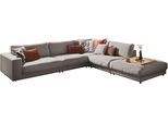 Ecksofa 3C CANDY "Enisa II, bequem und komfortabel, großes Familiensofa, L-Form", silber, B:365cm H:86cm T:322cm, 100% Polyester, Sofas, Ecksofa, incl. 3 Flatterkissen, wahlweise mit Flecken-Schutz-Bezug Easy care