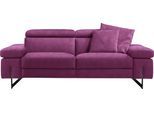 2,5-Sitzer EGOITALIANO "Candice, elegant und edel, hochwertiges Designsofa, bequem", pink (fuchsia), B:222cm H:100cm T:108cm, Sofas, 2 5-Sitzer, Kopfteile manuell verstellbar, titanumfarbene Kufenfüße