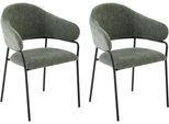 Esszimmerstuhl BYLIVING "Curve", dunkelgrün, schwarz, dunkelgrün, B:60cm H:86cm T:58cm, Metall, Stoff, Stühle, Esszimmerstuhl, moderner Stoff Stuhl mit gemütlichem Sitzkomfort, verschiedene Farben.