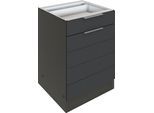 Unterschrank KOCHSTATION "KS-Luhe", grau (grau matt, grafit), B:60cm H:82cm T:60cm, MDF, Schränke, Unterschrank, 60 cm breit, hochwertige MDF-Fronten mit waagerechter Lisene