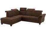 Ecksofa HOME AFFAIRE "Solvei L-Form", braun (dunkelbraun), B:260cm H:104cm T:235cm, Luxus-Microfaser Lederoptik (100% Polyester);Struktur (100% Polyester);Luxus-Microfaser ALTARA NUBUCK (100% Polyester), Sofas, Ecksofa, wahlweise auch mit Kopfteilverstellung und Bettfunktion, Federkern
