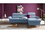 Ecksofa EXXPO - SOFA FASHION "Maretto, bequem & komfortabel, bodenfrei, Breite 257cm, L-Form", blau, B:257cm H:96cm T:167cm, Luxus-Microfaser (100% Polyester), Sofas, Ecksofa, inkl. Kopf- bzw. Rückenverstellung, wahlweise mit Bettfunktion