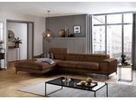 Ecksofa W.SCHILLIG "piedroo, Designsofa mit tollem Sitzkomfort, bequem, L-Form", braun (chocolate s37), B:343cm H:70cm T:193cm, Stoff S37 (100% Polyester): Luxus-Microfaser in Lederoptik, Sofas, Ecksofa, Kopfteilverstellung, wahlweise mit Sitztiefenverstellung, Breite 343cm